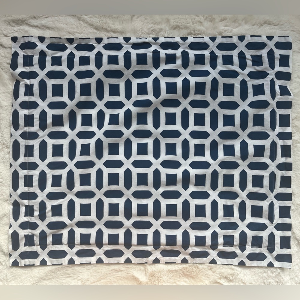 One (1) Pottery Barn Teen Navy and White Geometric Standard Size Pillow cover